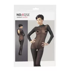 NO:XQSE - erotický catsuit - čierna sieťovina