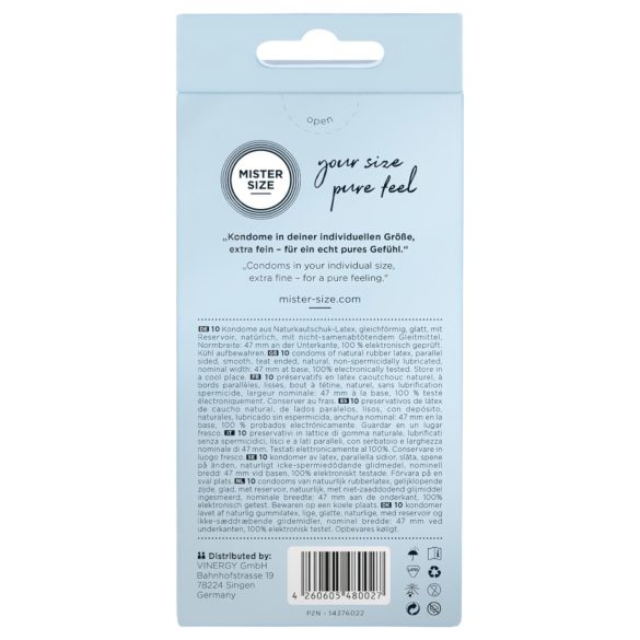 Mister Size - kondóm - extra tenký - 47 mm - 10 ks