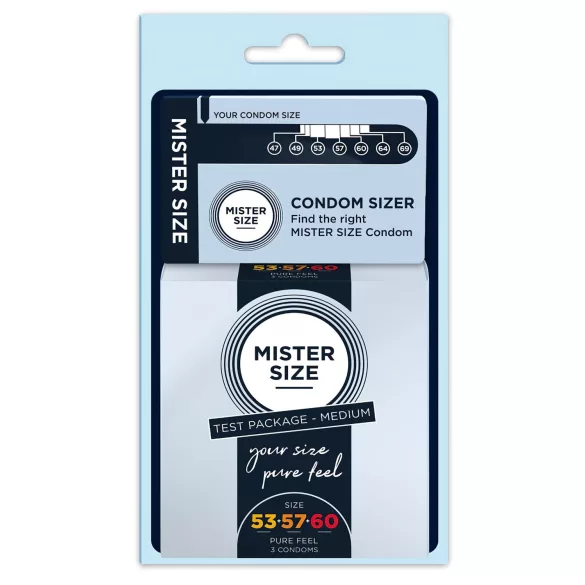 Mister Size - kondómy testovacia sada s meradlom penisu - 3 ks