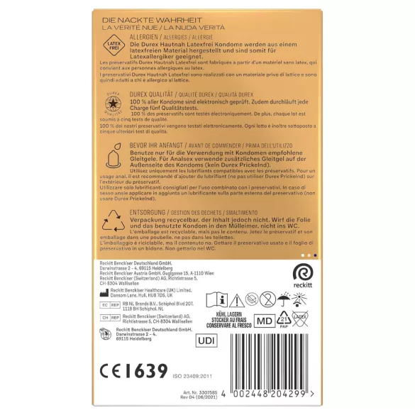 Durex Hautnah - latexový kondóm - bez latexu - 10 ks