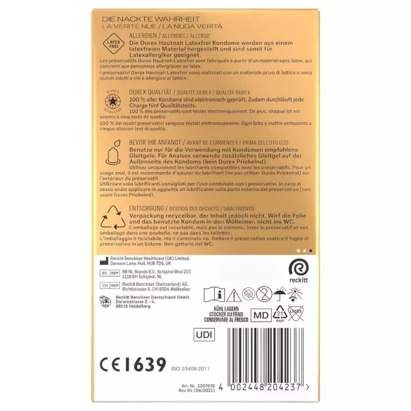 Durex Hautnah - latexový kondóm - bez latexu - 16 ks