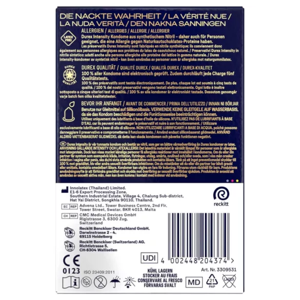 Durex Intensity - ultra tenké bezlatexové kondómy - 20 ks