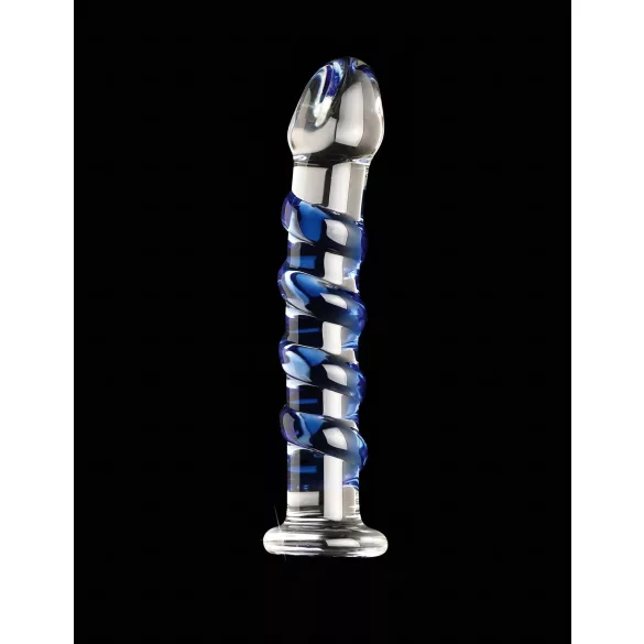 Icicles No. 5 - sklenené dildo - špirála - priehľadné/modré