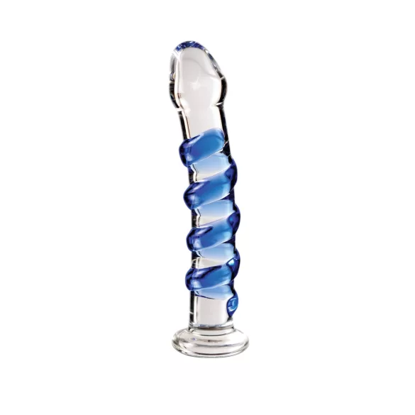 Icicles No. 5 - sklenené dildo - špirála - priehľadné/modré