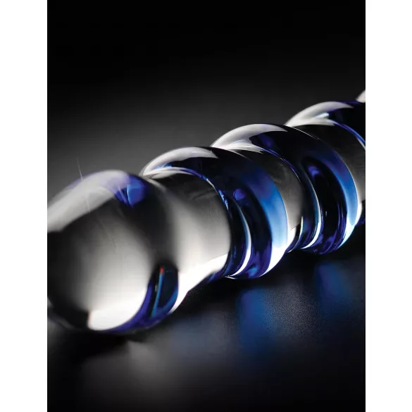 Icicles No. 5 - sklenené dildo - špirála - priehľadné/modré
