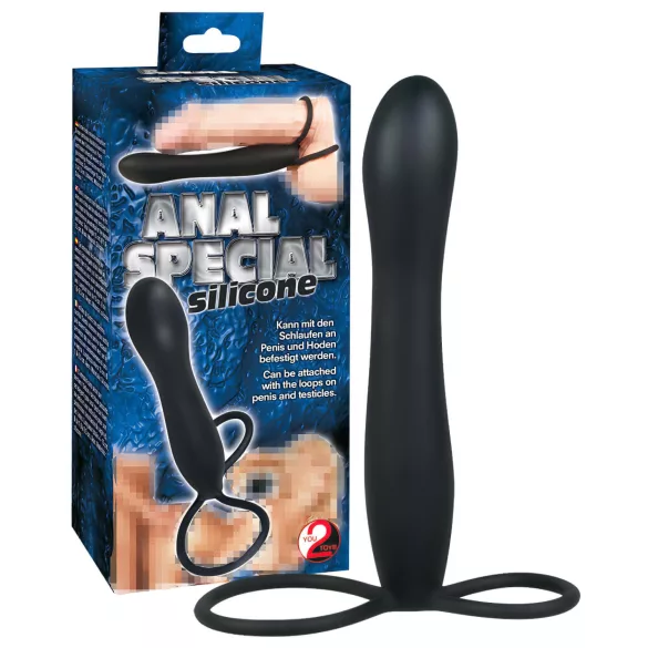 You2Toys - análny dildo a erekčný krúžok - čierny