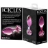 Icicles No. 48 - análny kolík - sklo - ružový kvet