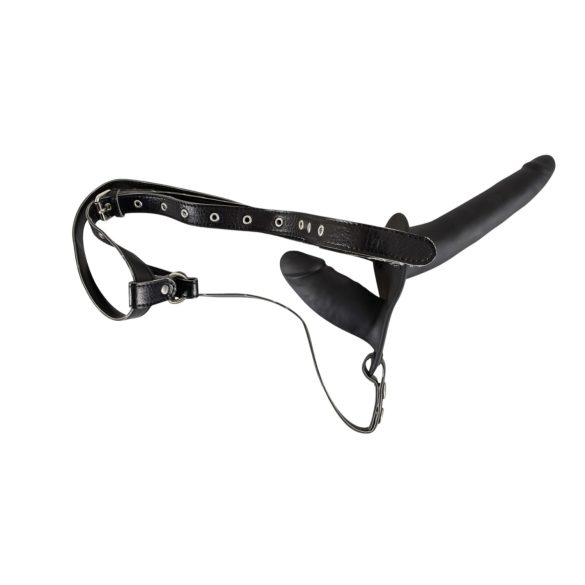 You2Toys - pripínateľné dildo duo - silikón - čierne