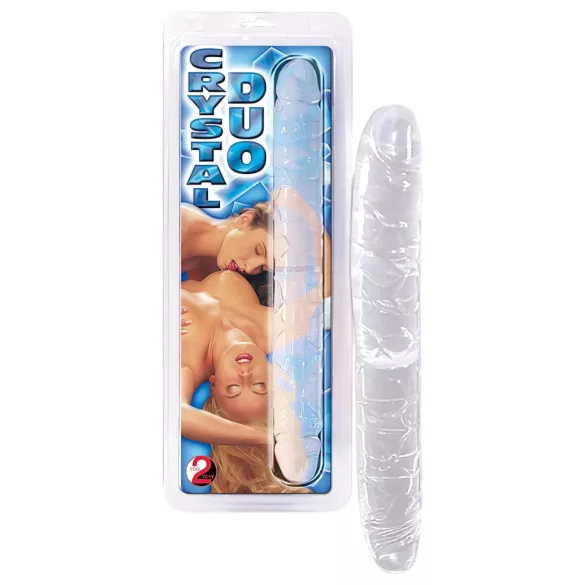 Kryštál - dvojité dildo - sklo - 34 cm