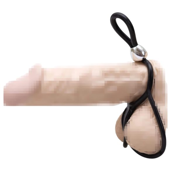 You2Toys - nastaviteľný trojitý krúžok na penis a semenníky - čierny