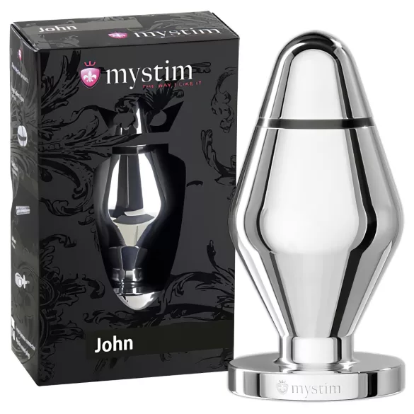 mystim Little John - elektro análny kolík - veľký - strieborný