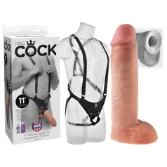 King Cock - dutý pripínací dildo s postrojom - 28 cm