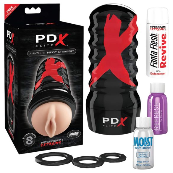 PDX Elite Air-Tight Pussy - manuálna sacia umelá vagína (prírodná)