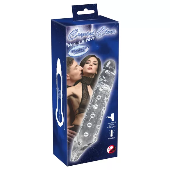Crystal Skin - návlek na penis s guličkami - priehľadný