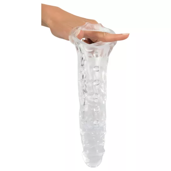 Crystal Skin - návlek na penis s guličkami - priehľadný