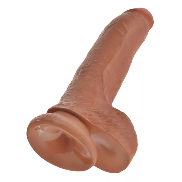 King Cock - realistický dildó s semenníkmi - 23 cm - hnedý