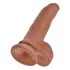 King Cock - realistický dildó s semenníkmi - 23 cm - hnedý