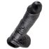King Cock 25 cm semenník dildo - čierny