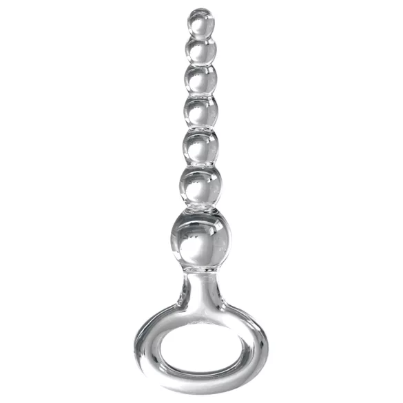 Icicles No. 67 - sklenené dildo s guľkami - priehľadné