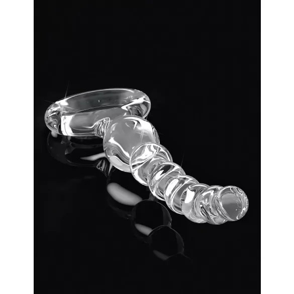 Icicles No. 67 - sklenené dildo s guľkami - priehľadné