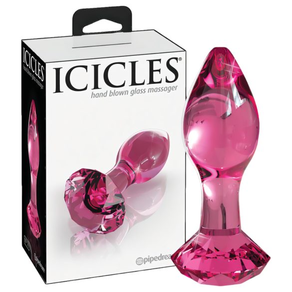 Icicles No. 79 - análny sklenený kolík - ružový - kúželový tvar