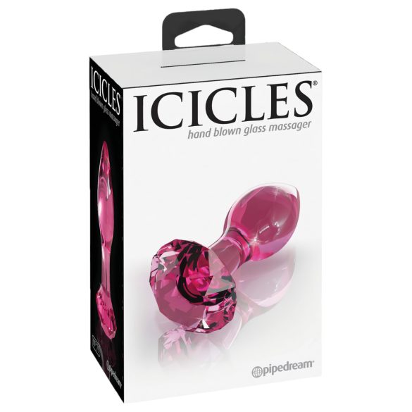 Icicles No. 79 - análny sklenený kolík - ružový - kúželový tvar