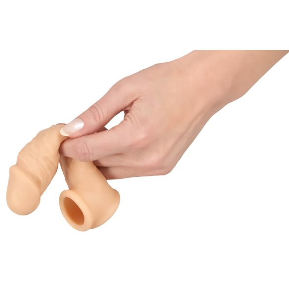 Realistixxx - erekčný návlek na penis s krúžkom - 16 cm - telová farba