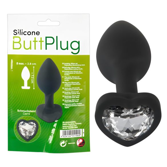 You2Toys Anal Plug - čierny análny kolík s bielym kameňom