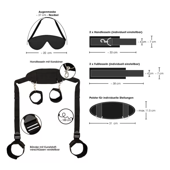 Bad Kitty - putá na krk, zápästia a členky - čierne