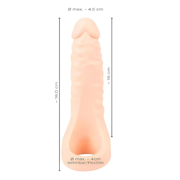 Realistixxx - realistický dvojitý dildo s erekčným krúžkom - naturálny
