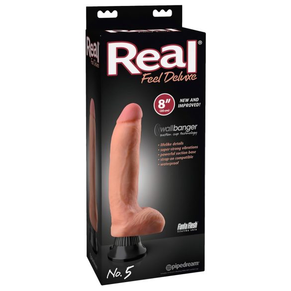 Real Feel Deluxe No.5 - realistický vibrátor s semenníkmi - telová farba