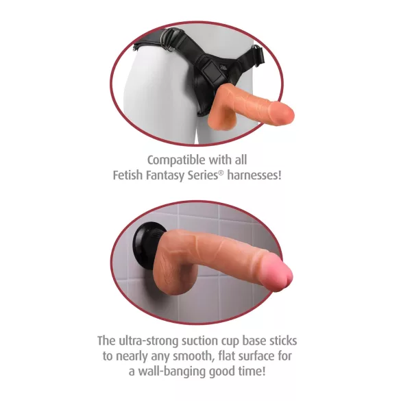 Real Feel Deluxe No.9 - realistický vibrátor s semenníkmi - telová farba