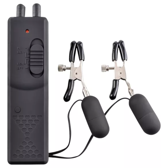 Fetish - vibračné svorky na bradavky - čierne