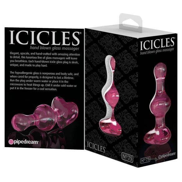 Icicles No. 75 - análny kolík srdce - sklo - ružový