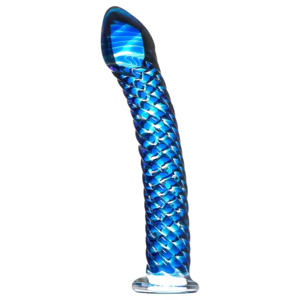 Icicles No. 29 - sklenené dildo penis špirála - modré
