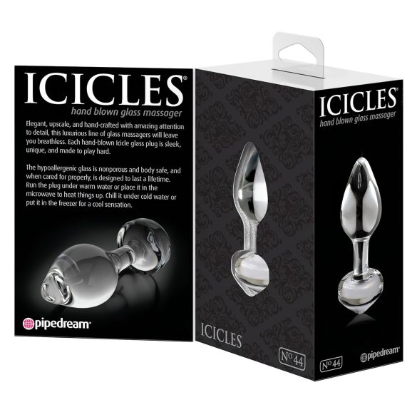 Icicles No. 44 - análny kolík - kúzový tvar - sklo/priehľadný