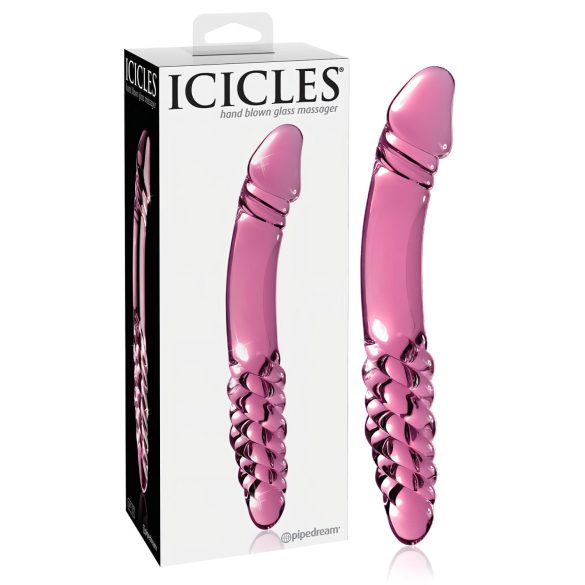Icicles No. 57 - dvojvrstvové sklený dildo s penisom (ružový)