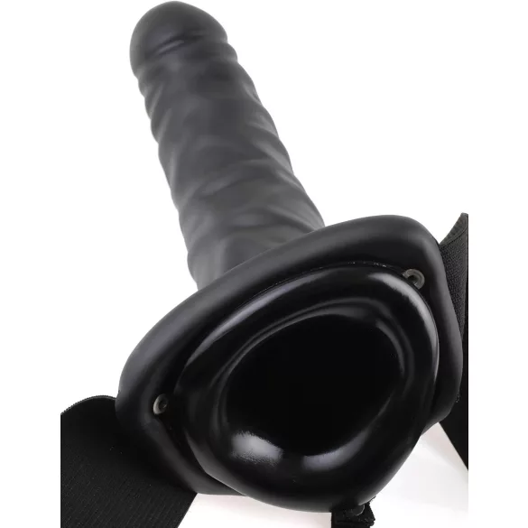 Pipedream Fetish Strap-On 8 - pripínací, dutý vibrátor (čierny)