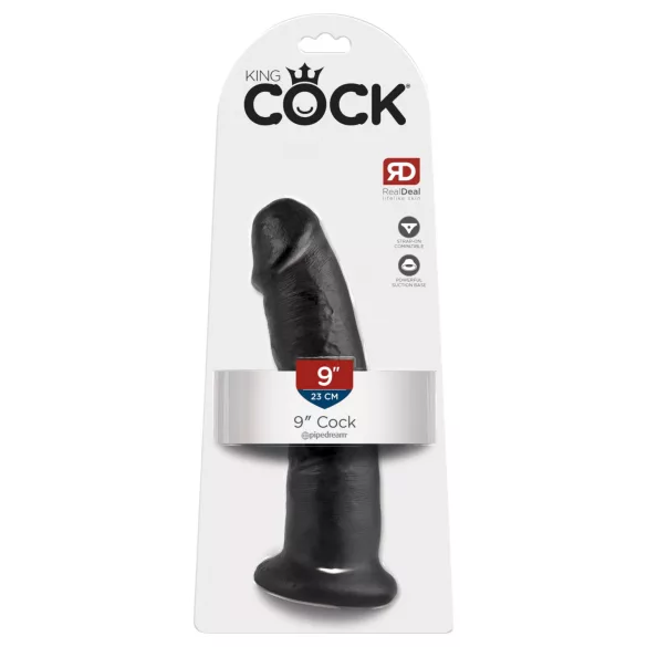 King Cock - realistický dildo s prísavkou - čierny 23 cm