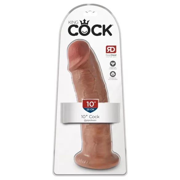 King Cock 10 - veľký dildó s prísavkou (25 cm) - tmavý naturál