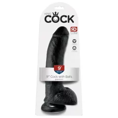   King Cock 9 - realistický dildo s prísavkou a semenníkmi - čierne 23 cm