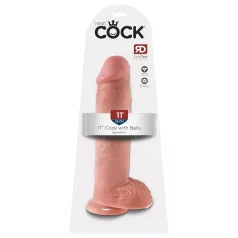   King Cock 11 - realistický dildo s prísavkou a semenníkmi - 28 cm - telová farba