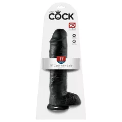   King Cock 11 - realistický dildó s prísavkou a semenníkmi - čierny 28 cm