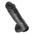 King Cock 11 - realistický dildó s prísavkou a semenníkmi - čierny 28 cm