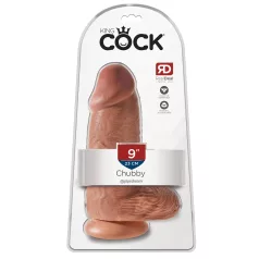   King Cock - realistický dildó s prísavkou - 23 cm - tmavá farba