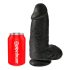 King Cock 9 Chubby - prísavkový, semenníkový dildo (23 cm) - čierny