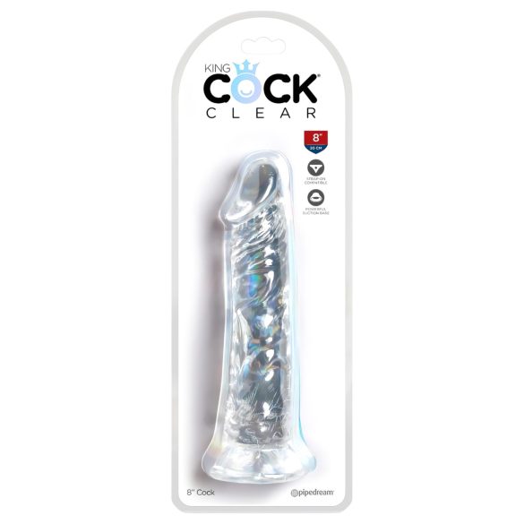 King Cock Clear 8 - prísavkový, veľký dildo (20cm)