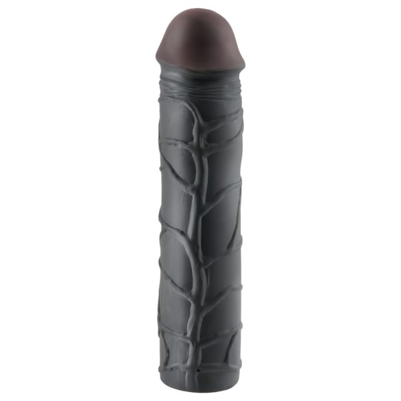 X-TENSION Mega 3 - realistický návlek na penis - čierny - 22,8 cm