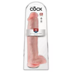   King Cock 15 - realistické dildo s prísavkou a semenníkmi - 38 cm - natur