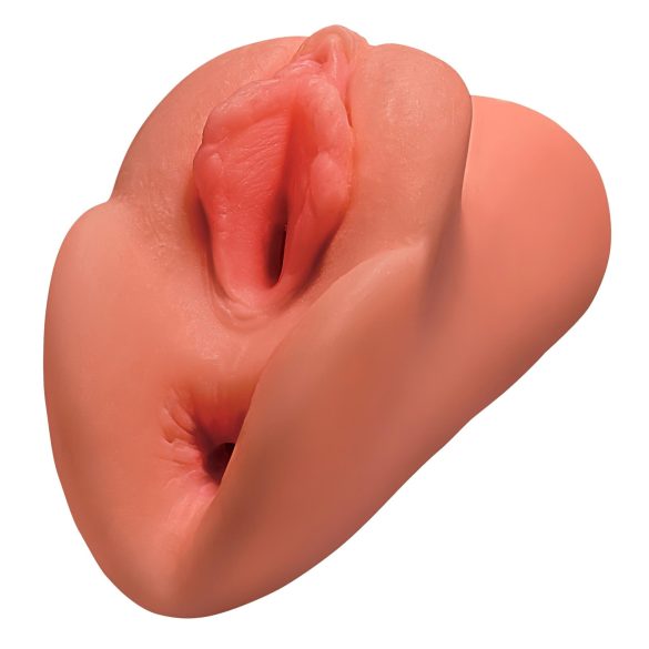 PDX Double Stroker - 2in1 realistický masturbátor (tmavý prírodný)